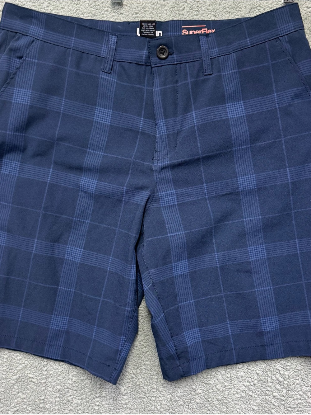 urban pipeline Navy Plaid Flat Front Shorts